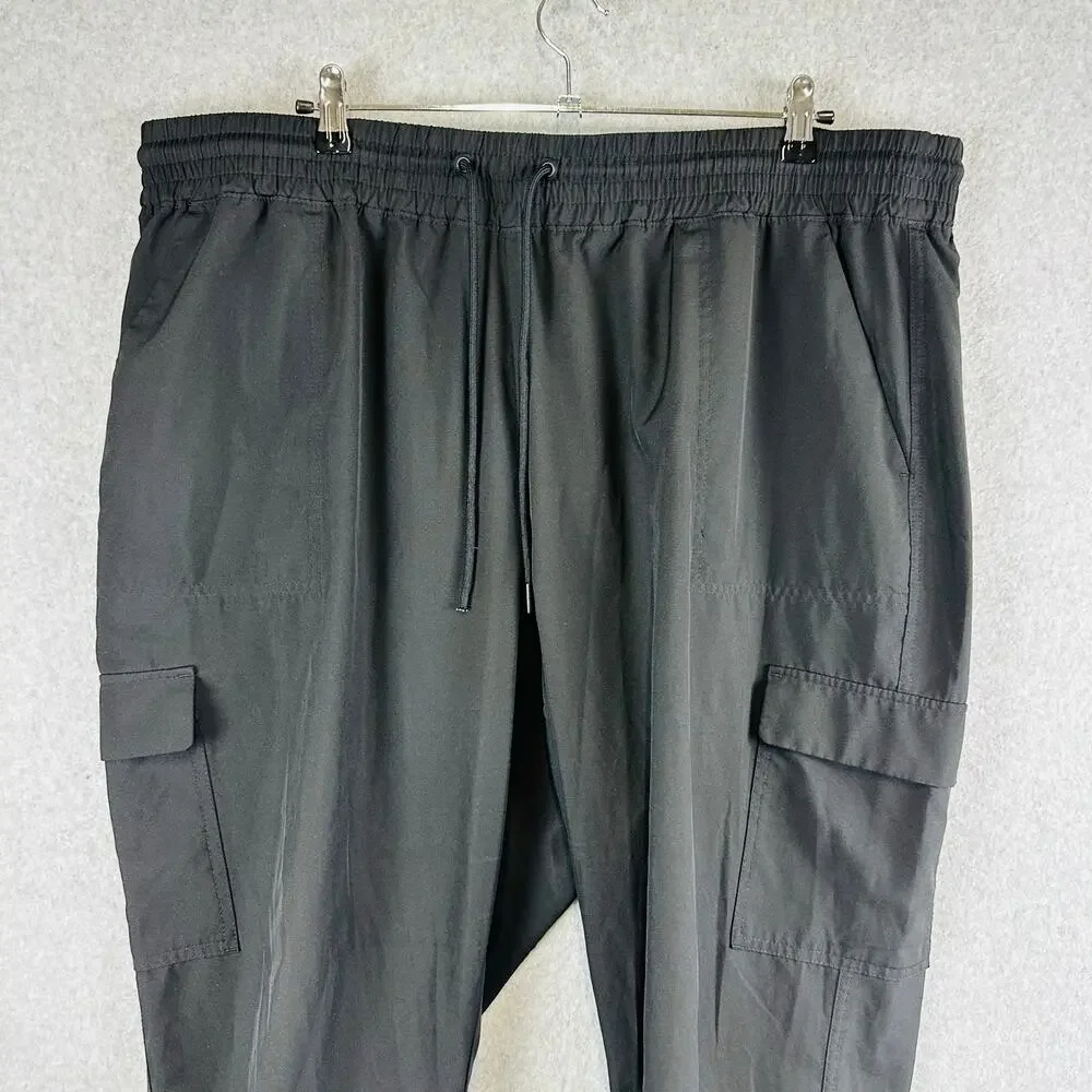 Old Navy Womans XXL Pants Stretch Tech Pull On Black Jogger Taper Leg - Picture 2 of 8